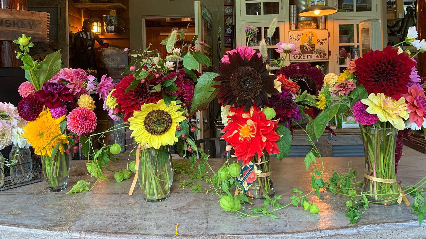 display of bouquets